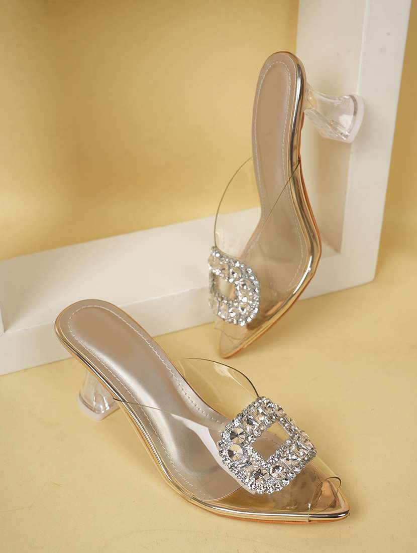 women embellished slip on flat sandals