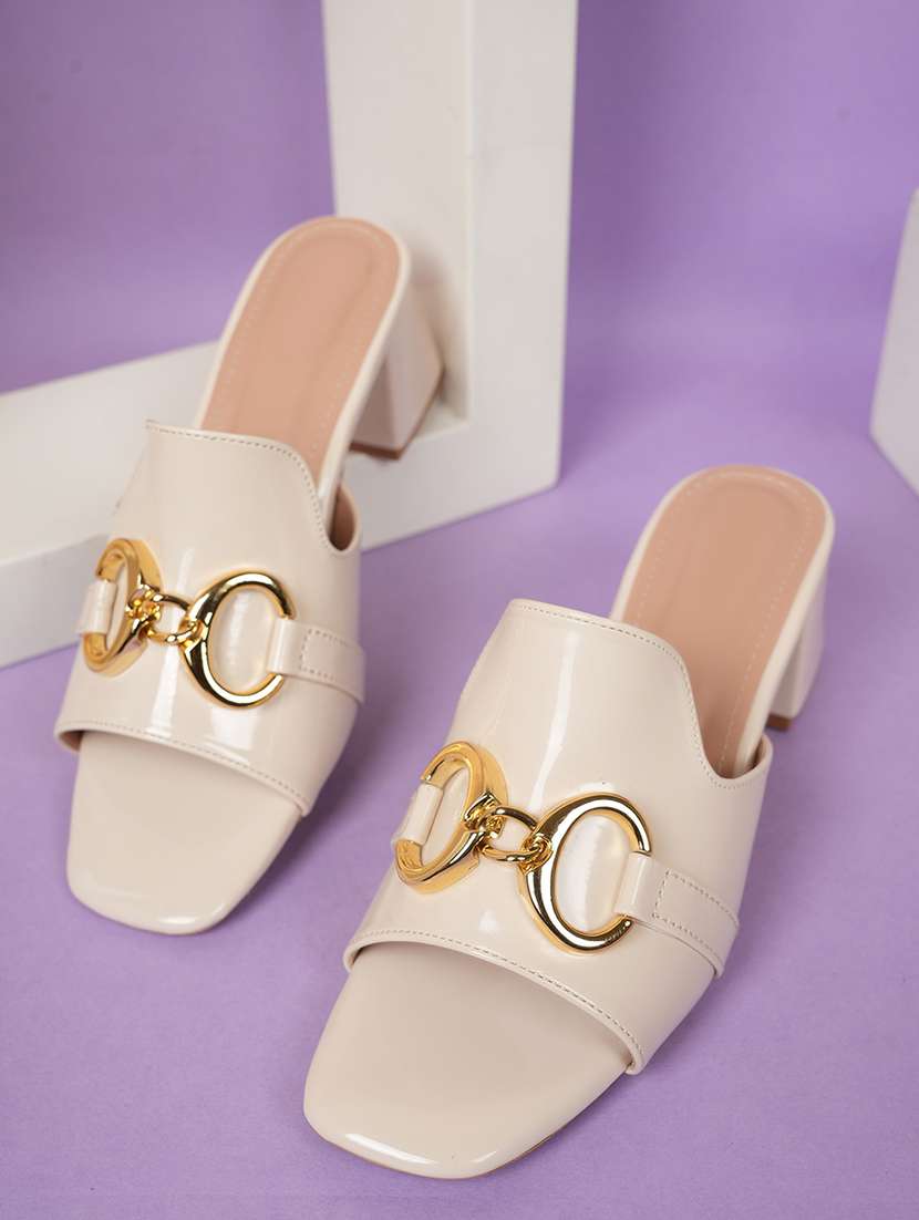 women solid slip on sandals