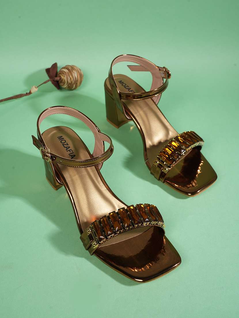 women embeliished ankle strap sandals