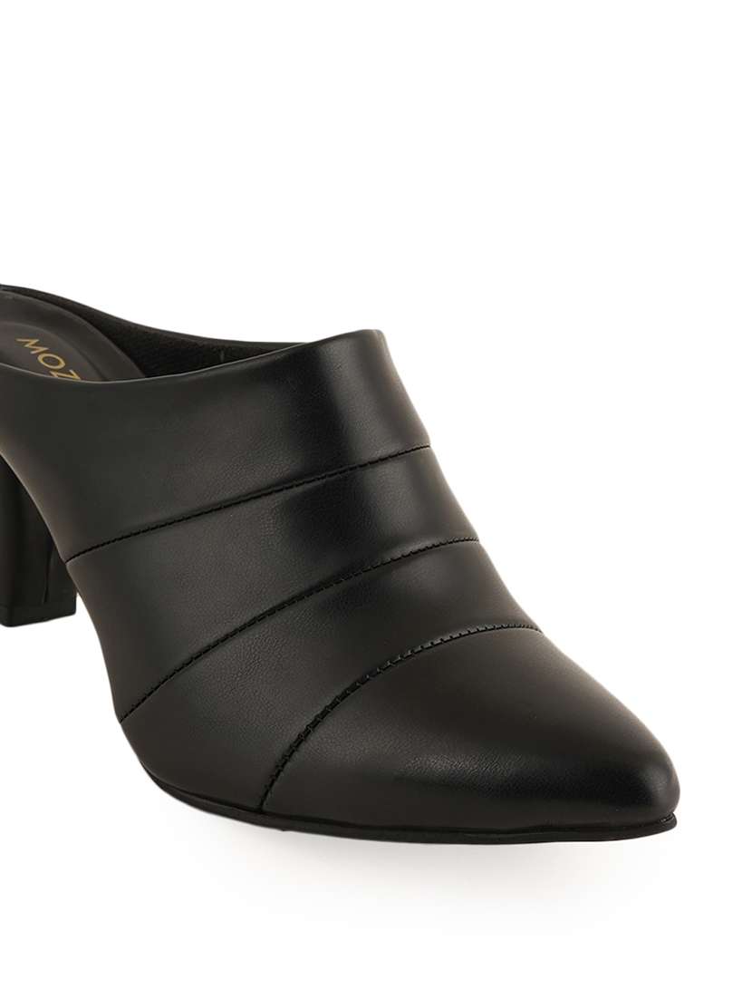 women solid slip on  block heel mules - 22341287 -  Standard Image - 3