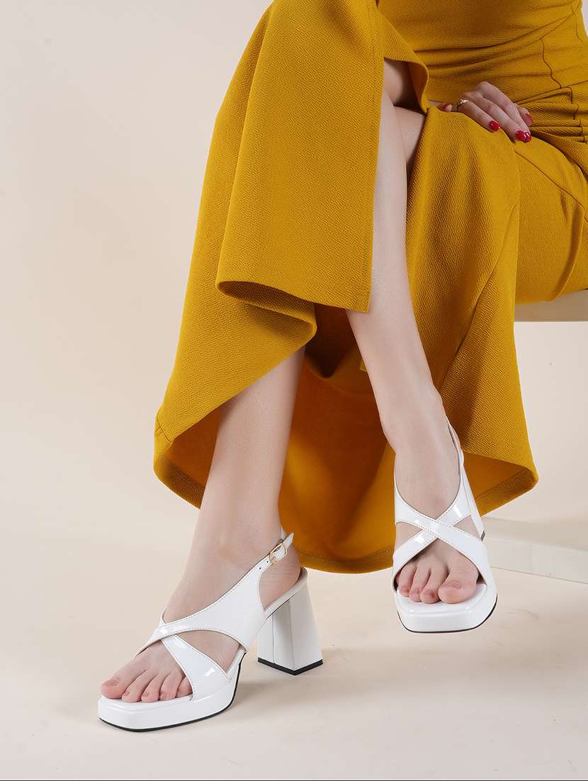 women solid back strap block heels - 22341343 -  Standard Image - 3