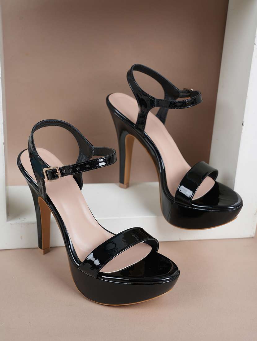 women solid ankle strap heels