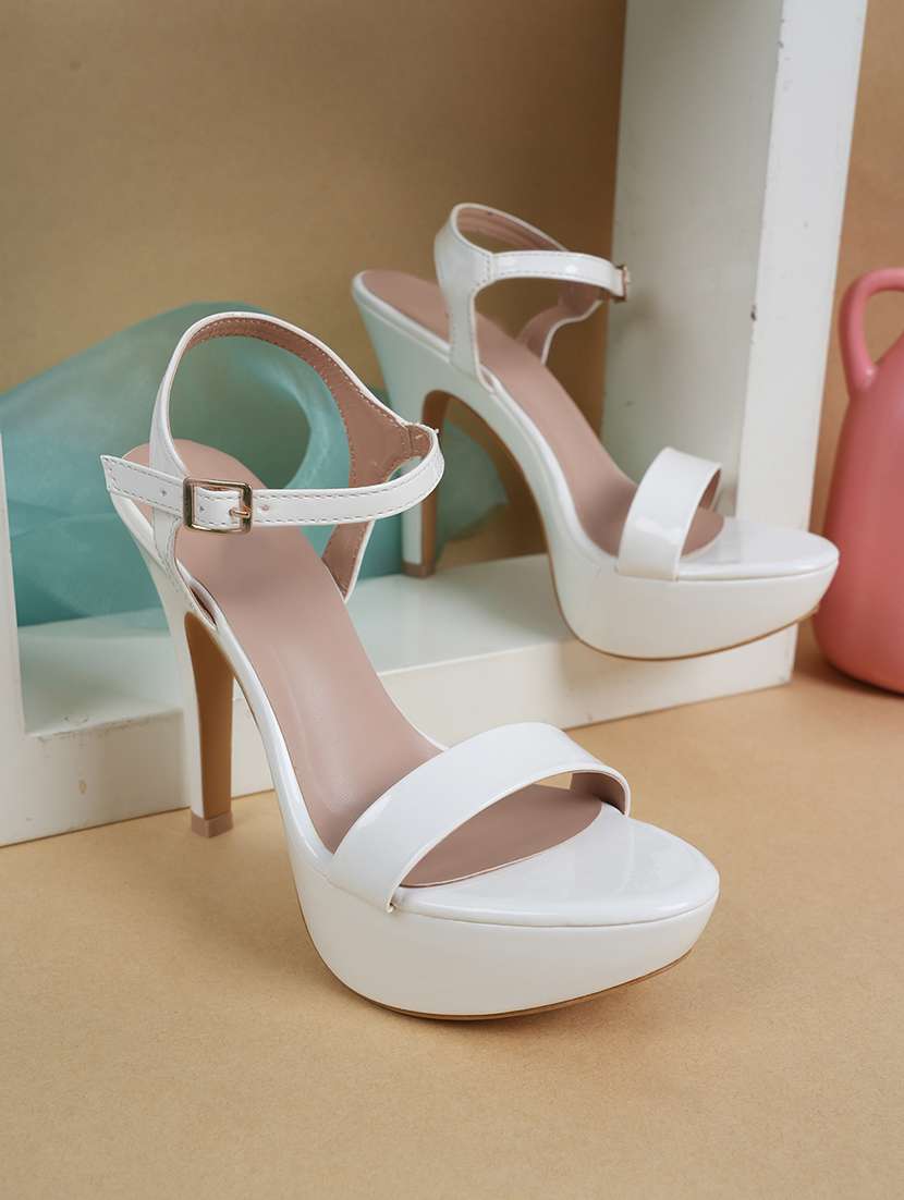 women solid ankle strap heels