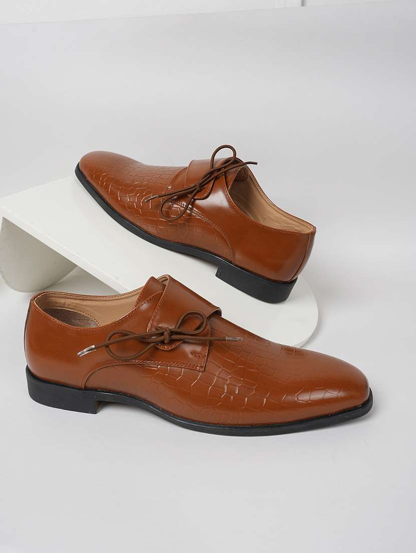 men tan lace-up monk strap