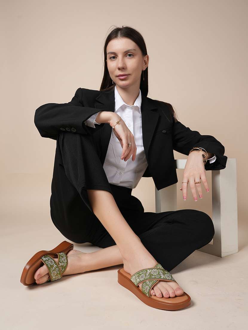 women embroidered slip on flat sandal - 22341428 -  Standard Image - 3