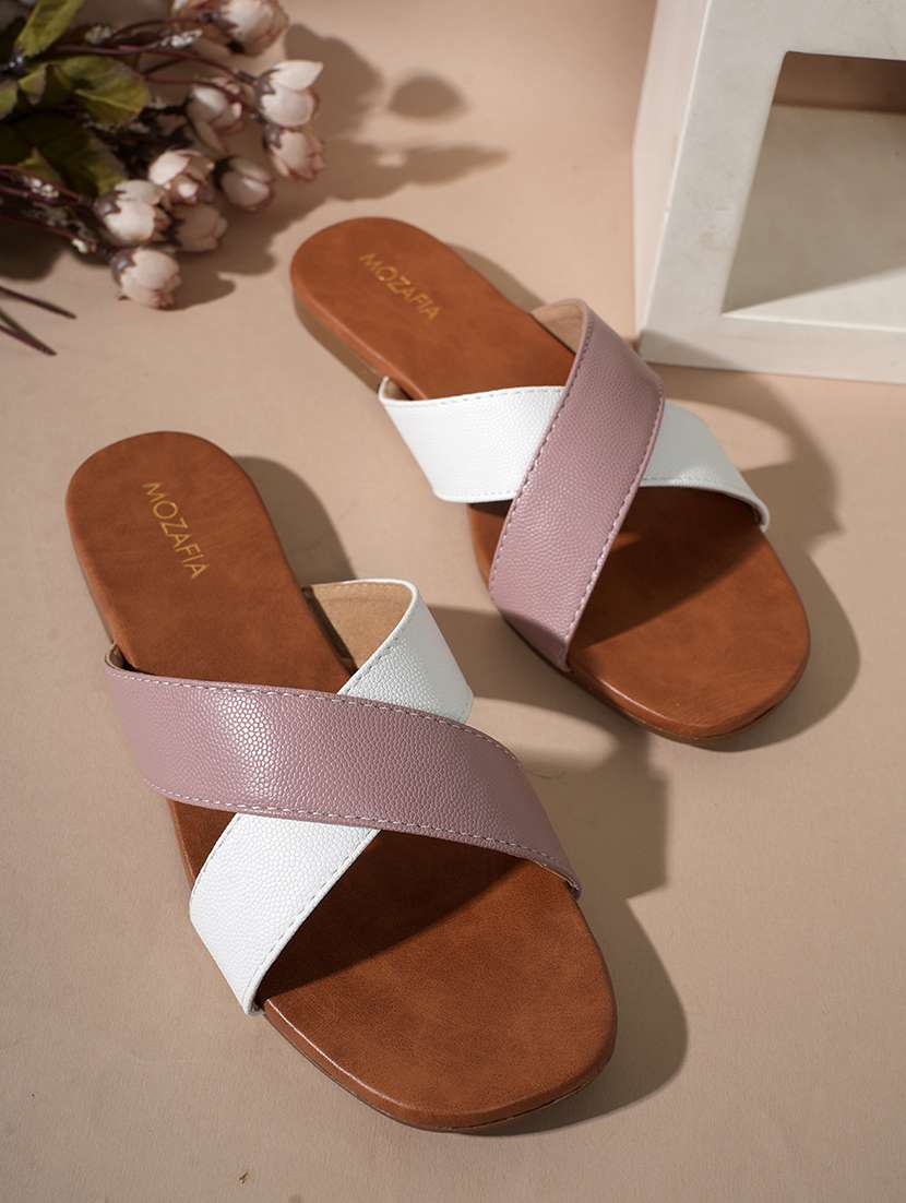 women solid slip on flat sandal