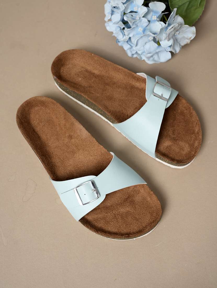 women solid slip on flat sandal