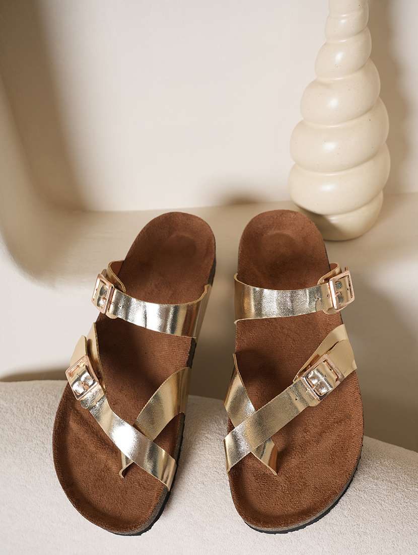 women solid slip on flat sandal