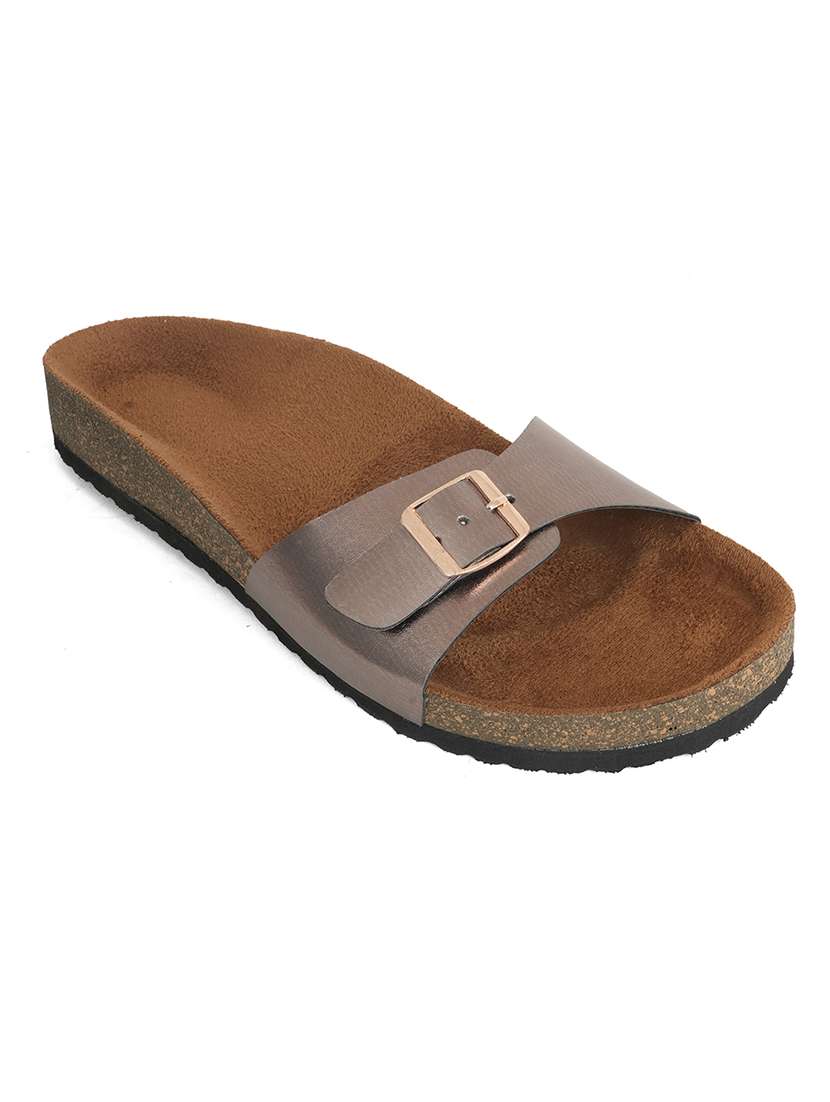 women solid slip on flat sandal