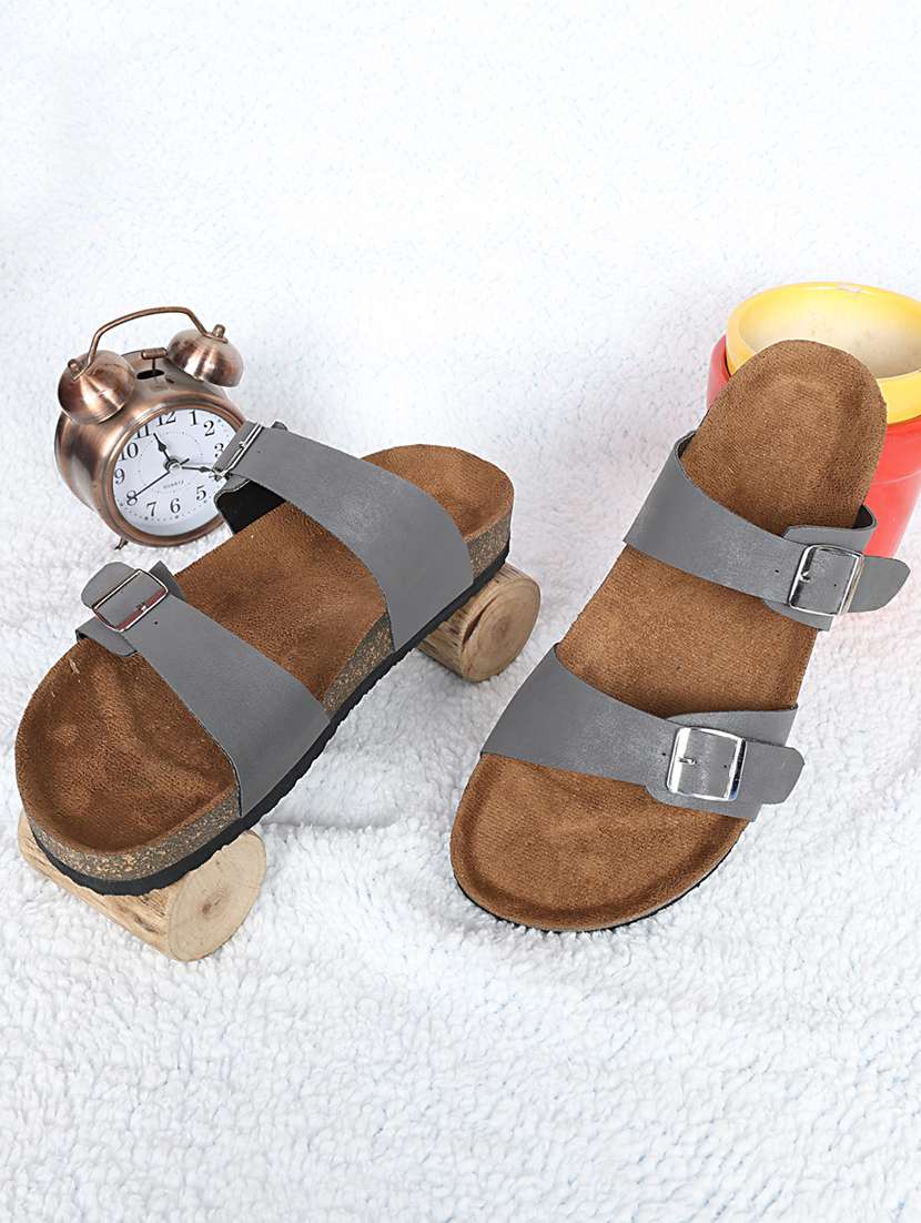 women solid slip on flat sandal