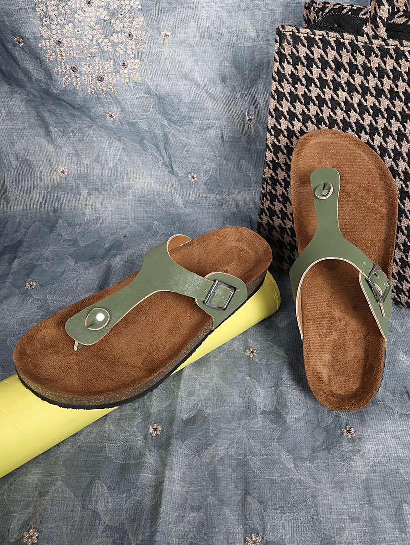 women solid slip on flat sandal