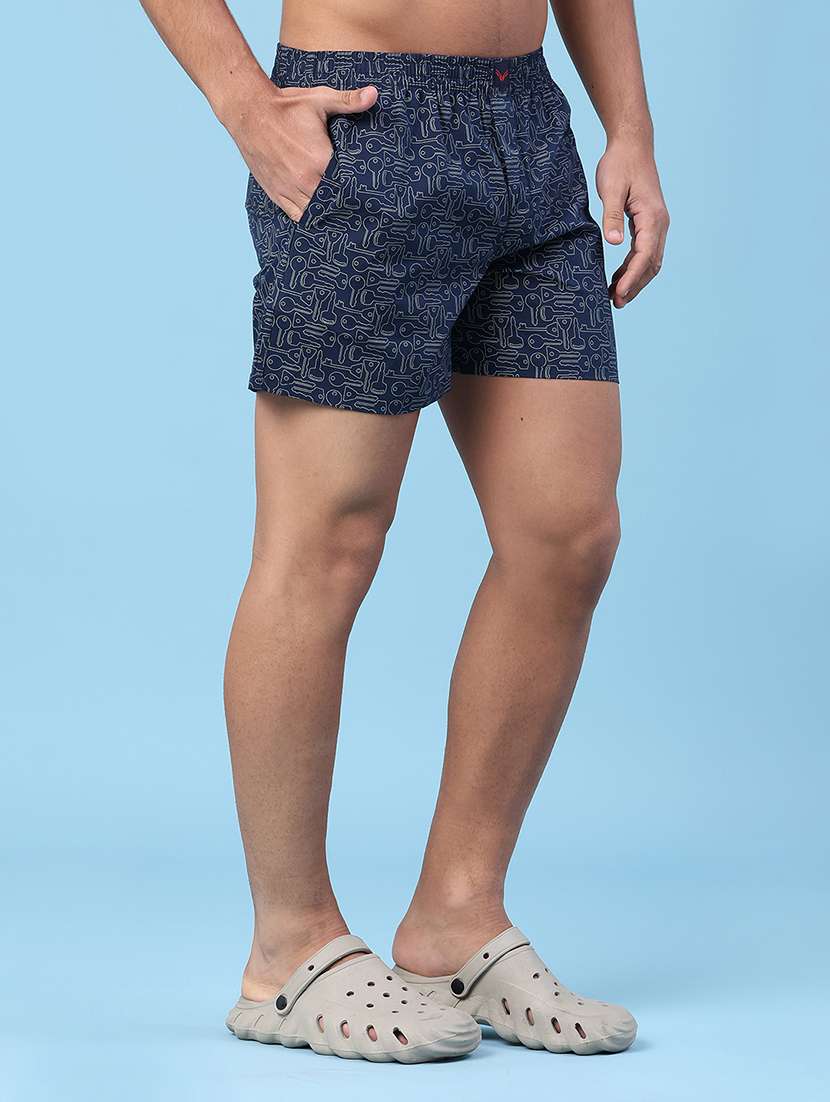 men printed mid rise loungewear boxer - 22341586 -  Standard Image - 3