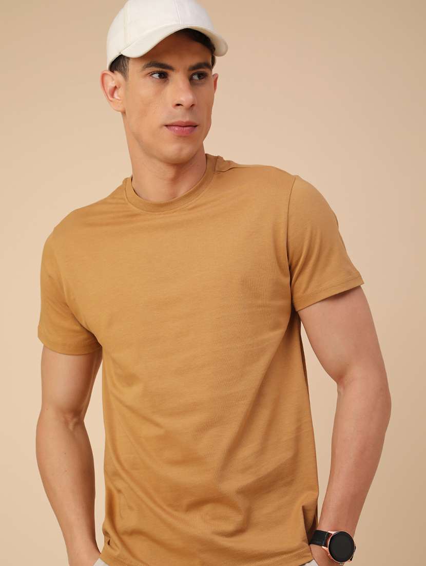men solid short sleeve regular fit t-shirt