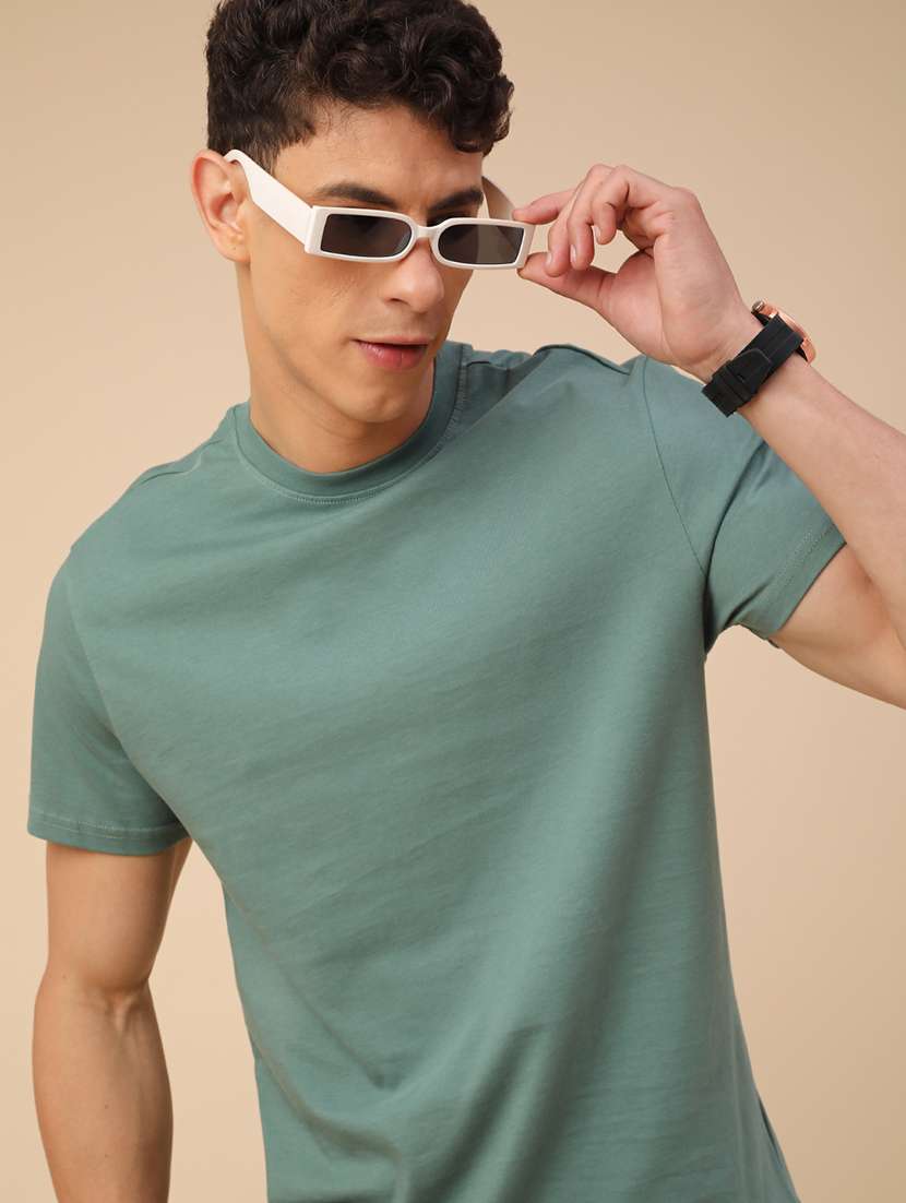 men solid short sleeve regular fit t-shirt