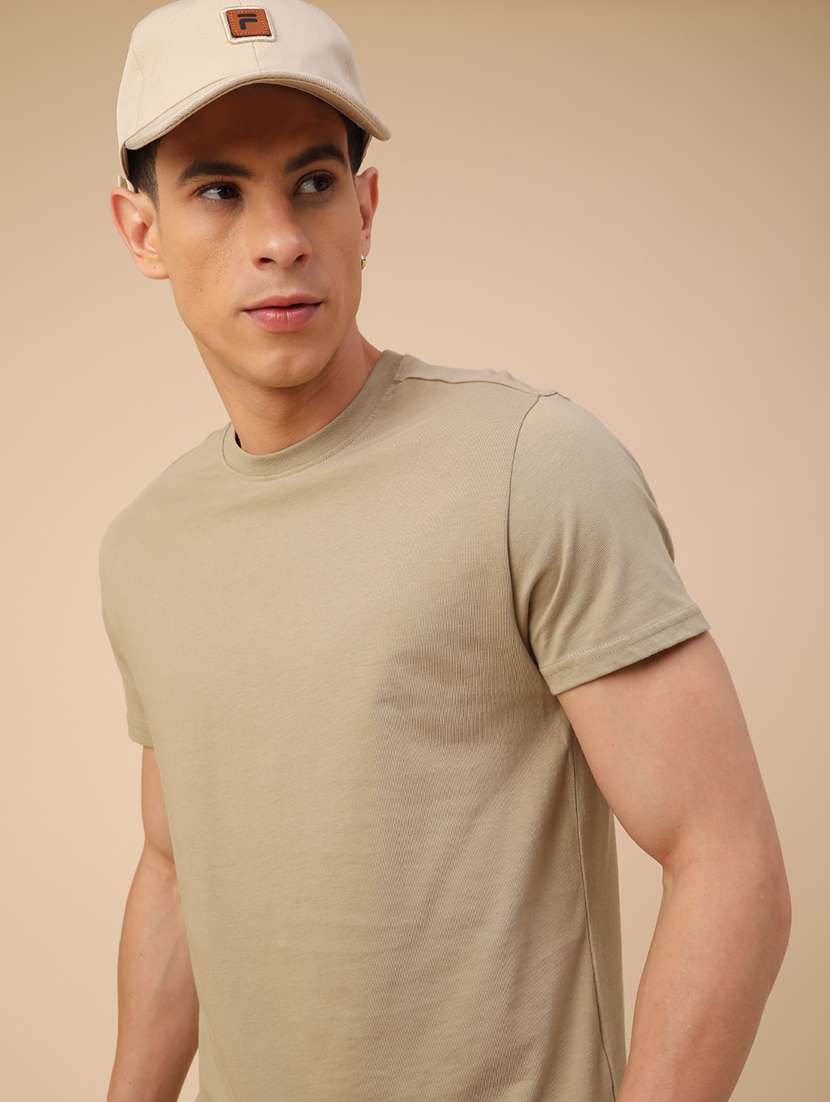 men solid short sleeve regular fit t-shirt