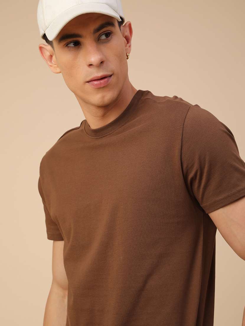 men solid short sleeve regular fit t-shirt