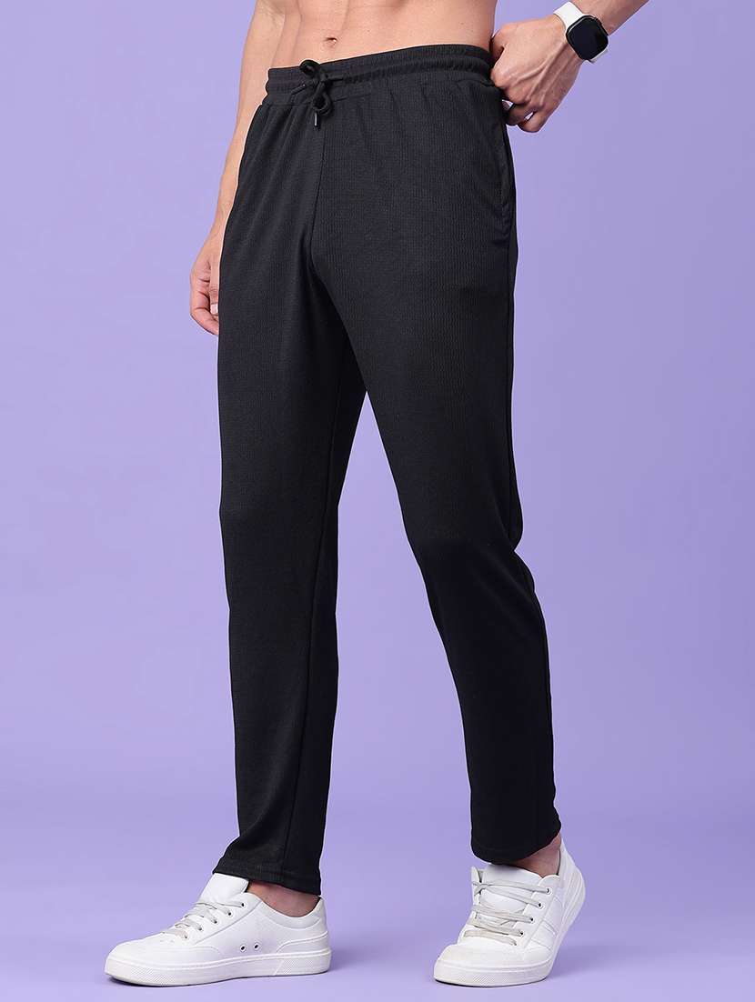 men solid mid rise full length track pant - 22341677 -  Standard Image - 3