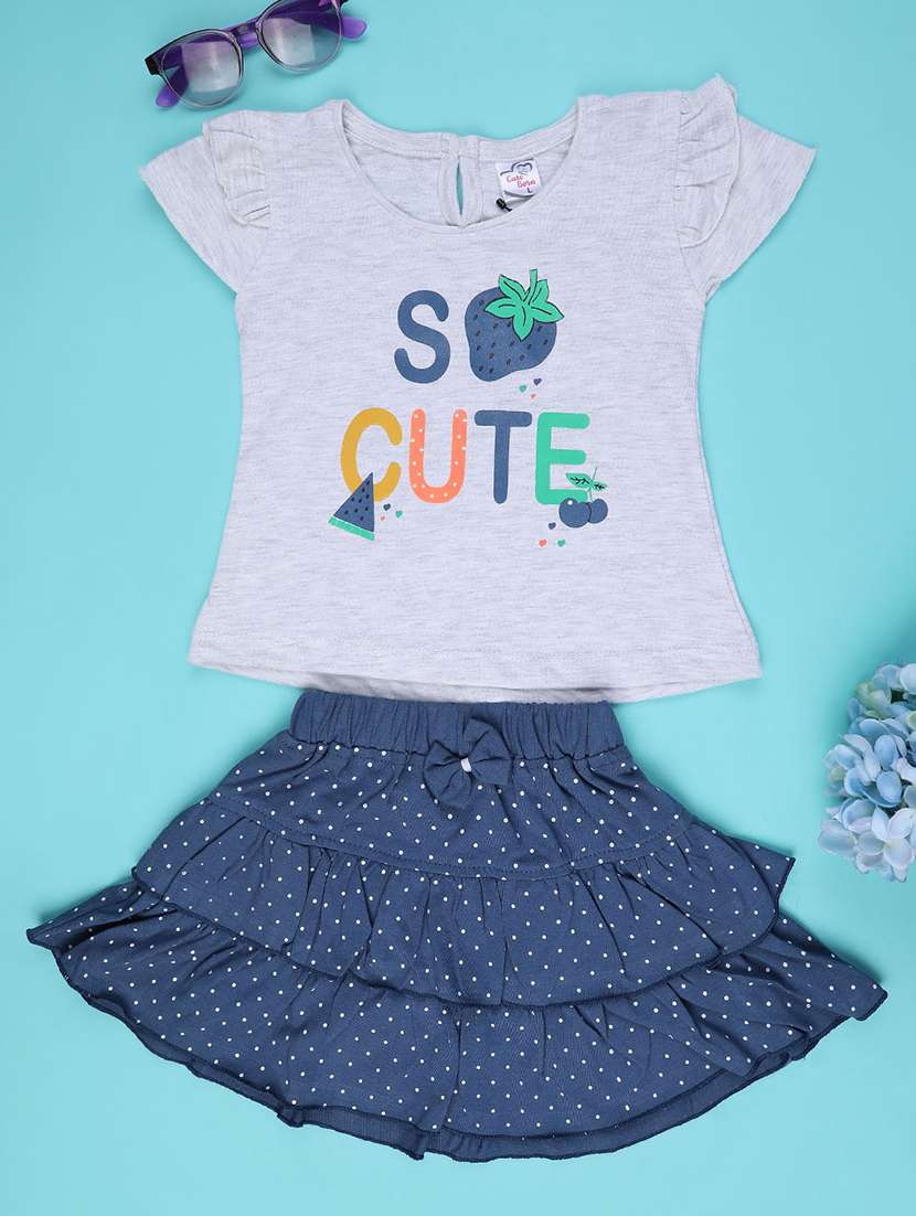 white cotton combo infant twin set