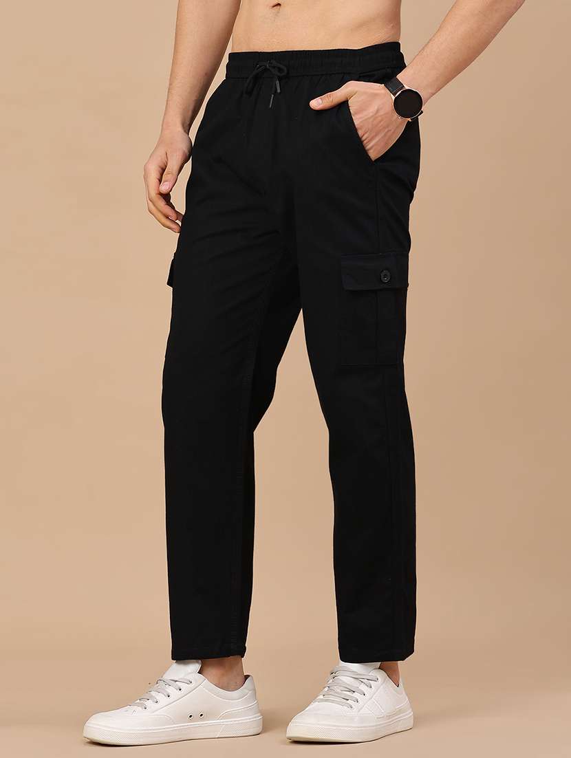 men solid mid rise regular fit cargo  - 22341720 -  Standard Image - 3
