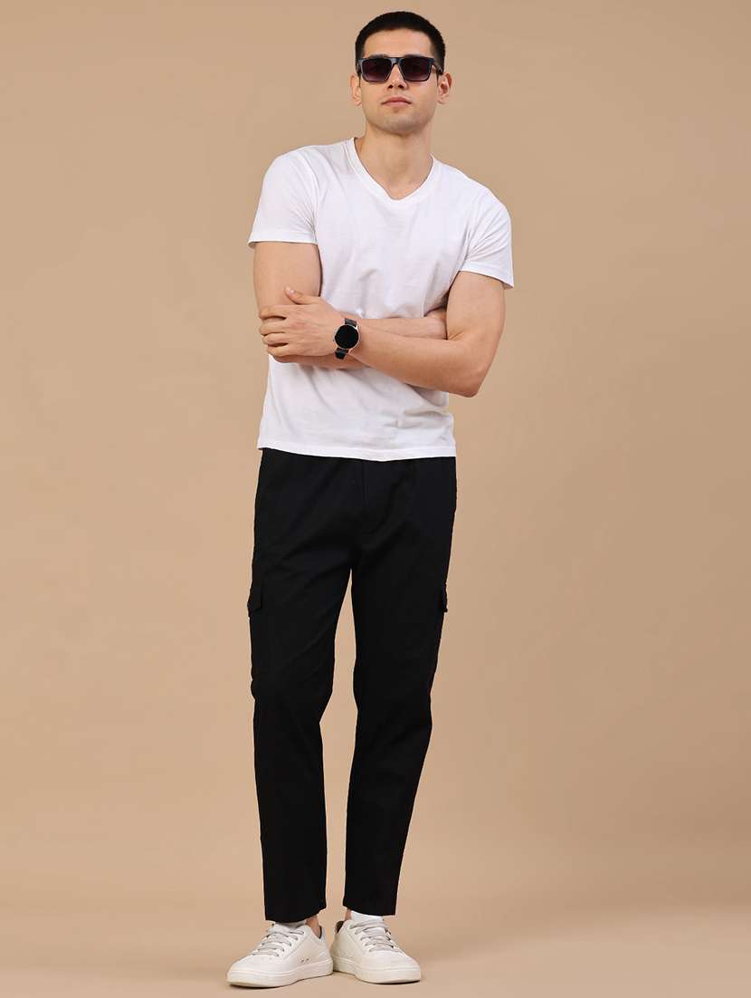 men solid mid rise regular fit cargo  - 22341720 -  Standard Image - 5