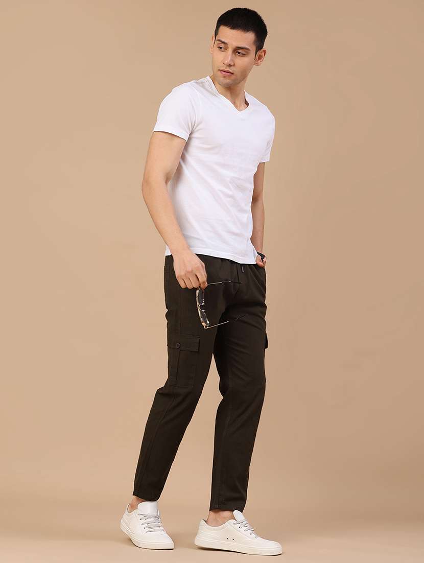 men solid mid rise regular fit cargo  - 22341721 -  Standard Image - 5