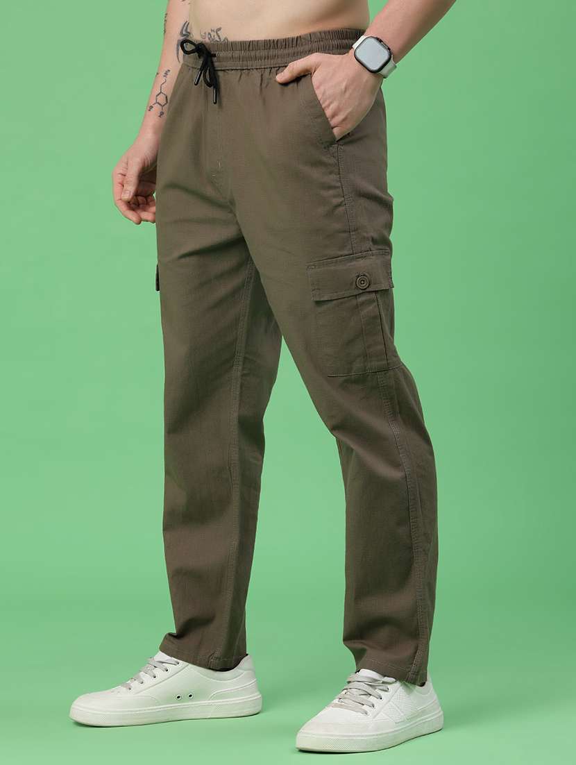 men solid mid rise regular fit cargo  - 22341722 -  Standard Image - 3