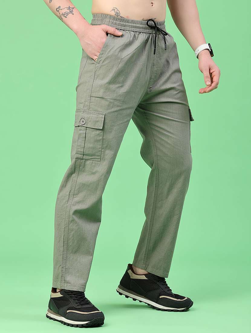 men solid mid rise regular fit cargo  - 22341723 -  Standard Image - 3