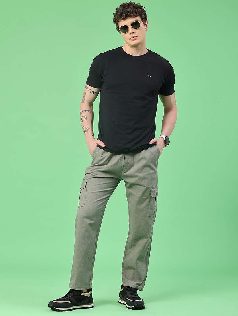 men solid mid rise regular fit cargo  - 22341723 -  Standard Image - 5