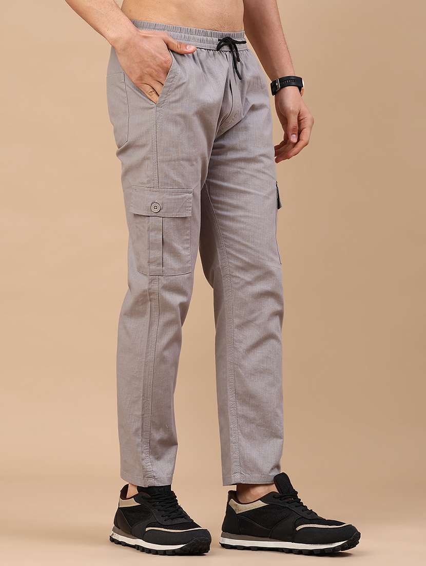 men solid mid rise regular fit cargo  - 22341724 -  Standard Image - 3