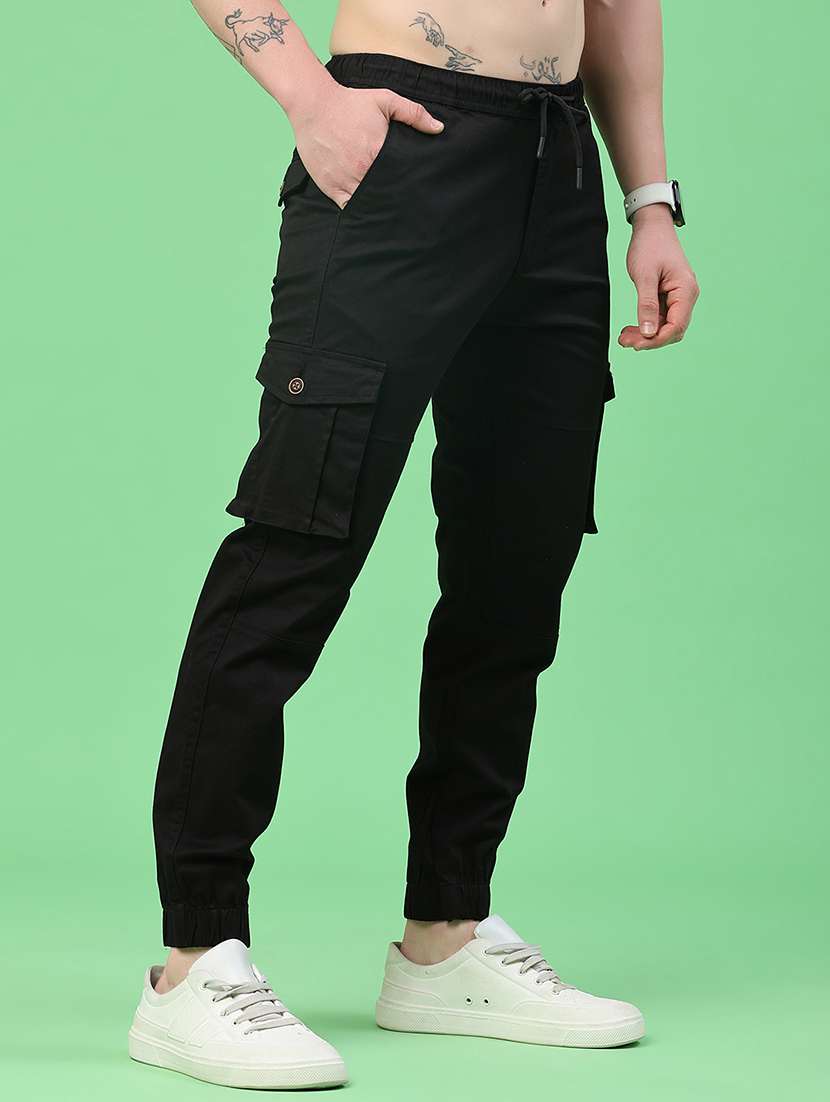 men solid mid rise regular fit jogger - 22341726 -  Standard Image - 3