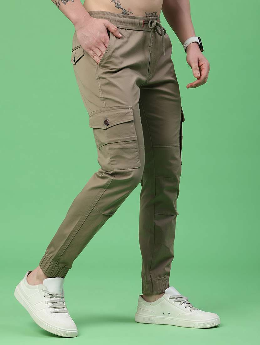 men solid mid rise regular fit jogger - 22341729 -  Standard Image - 3