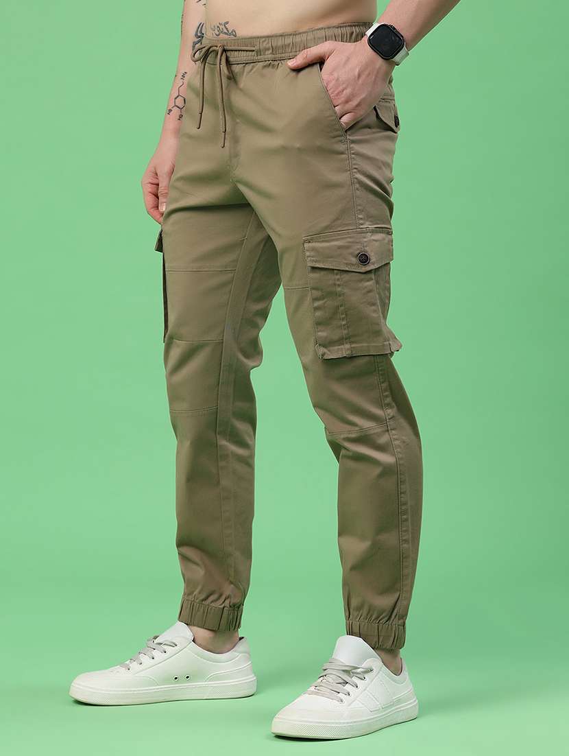 men solid mid rise regular fit jogger - 22341732 -  Standard Image - 3