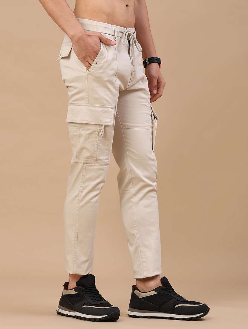 men solid mid rise regular fit cargo  - 22341738 -  Standard Image - 3