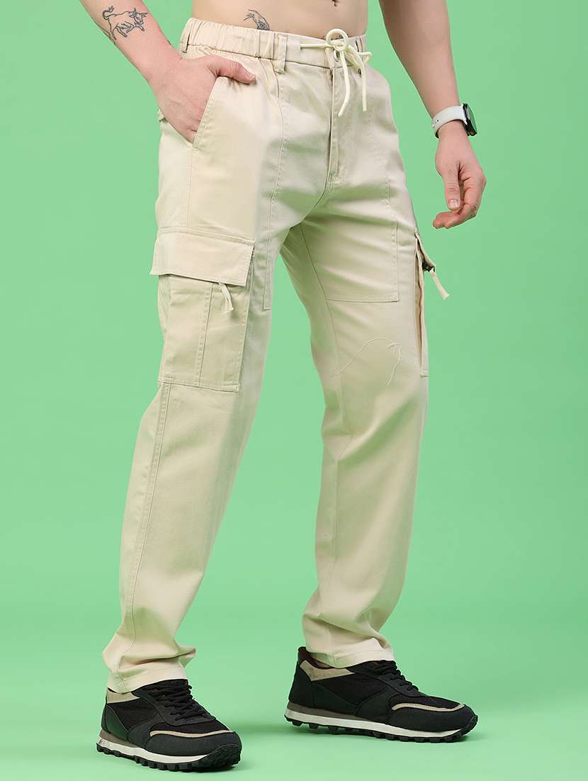 men solid mid rise regular fit cargo  - 22341739 -  Standard Image - 3