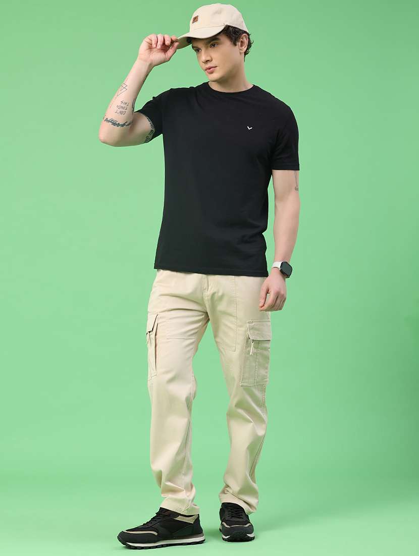 men solid mid rise regular fit cargo  - 22341739 -  Standard Image - 5