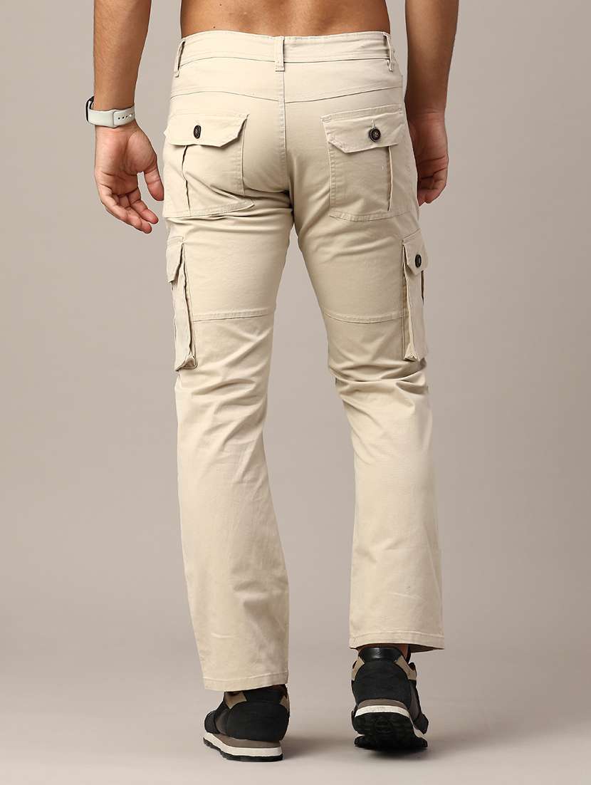 men solid mid rise regular fit cargo  - 22341743 -  Standard Image - 3
