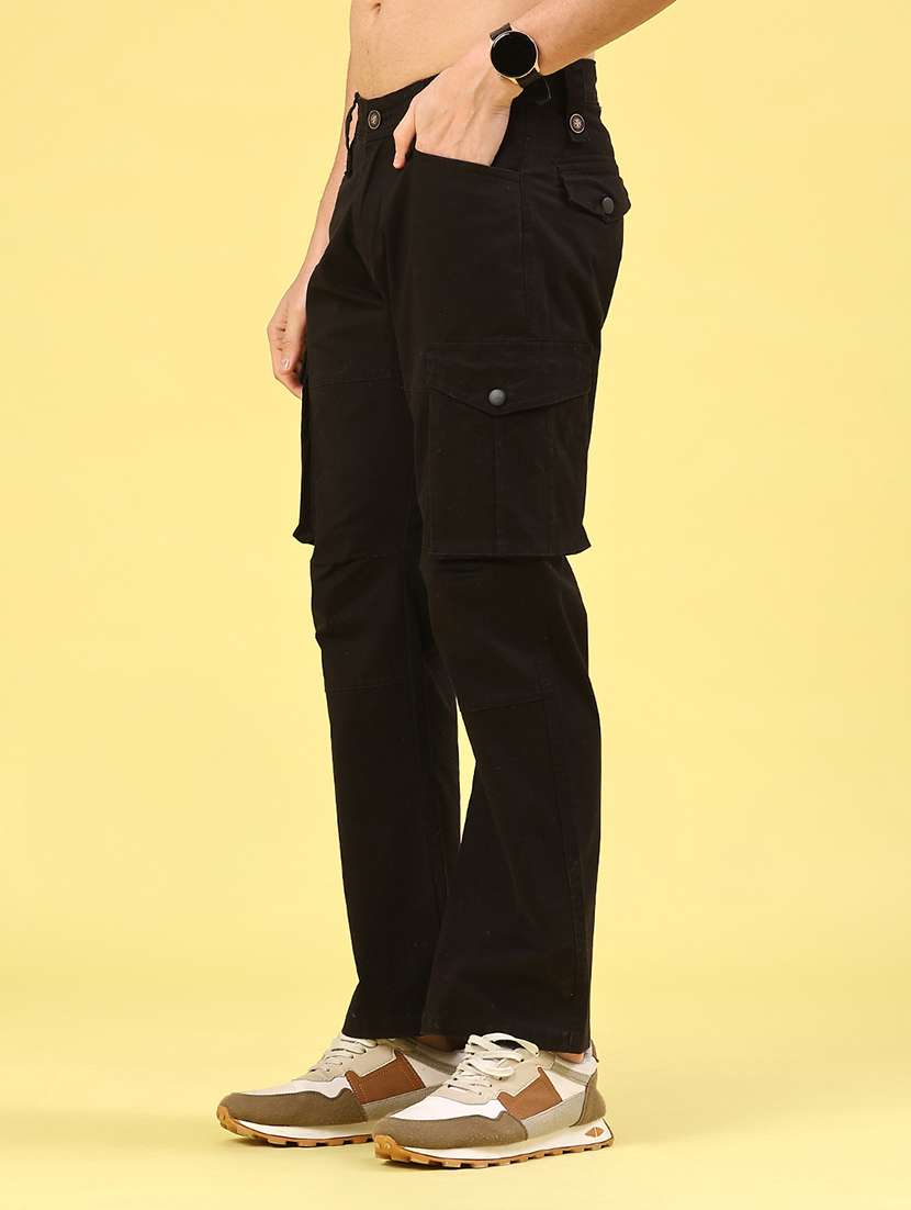 men solid mid rise regular fit cargo  - 22341744 -  Standard Image - 3