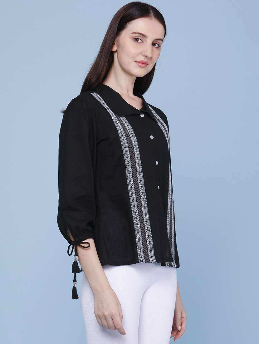 women embroidered collared regular shirt - 22341751 -  Standard Image - 3