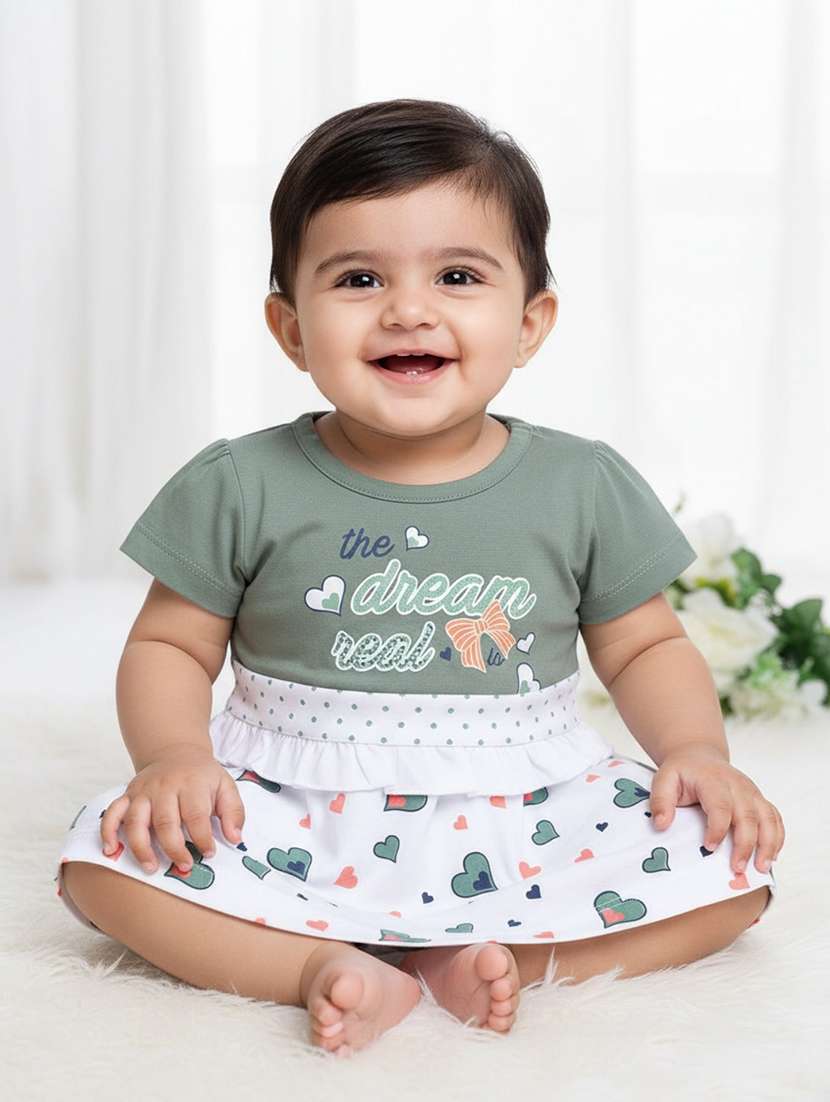 green cotton infant frock