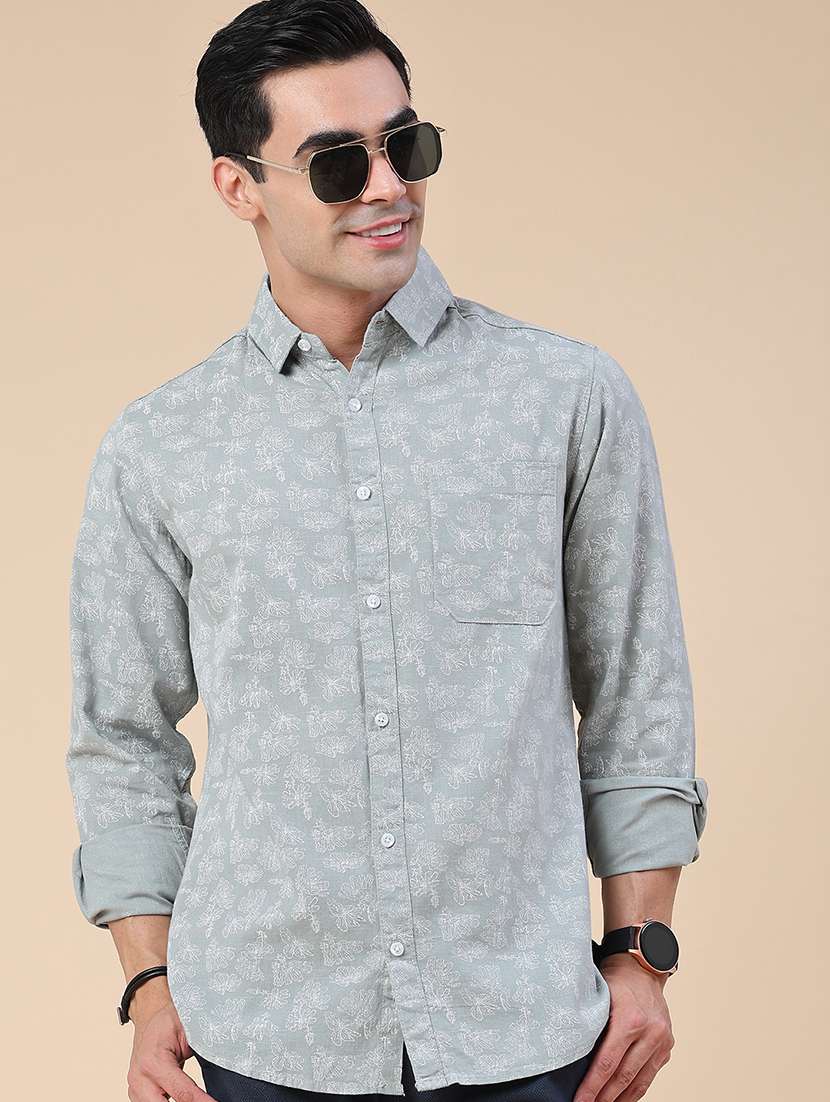 men printed long sleeves regular fit casual shirt