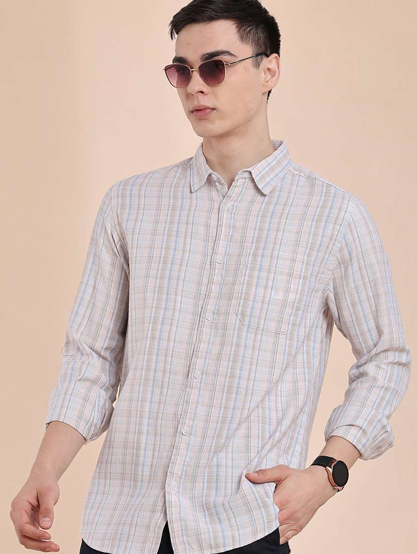 beige cotton casual shirt