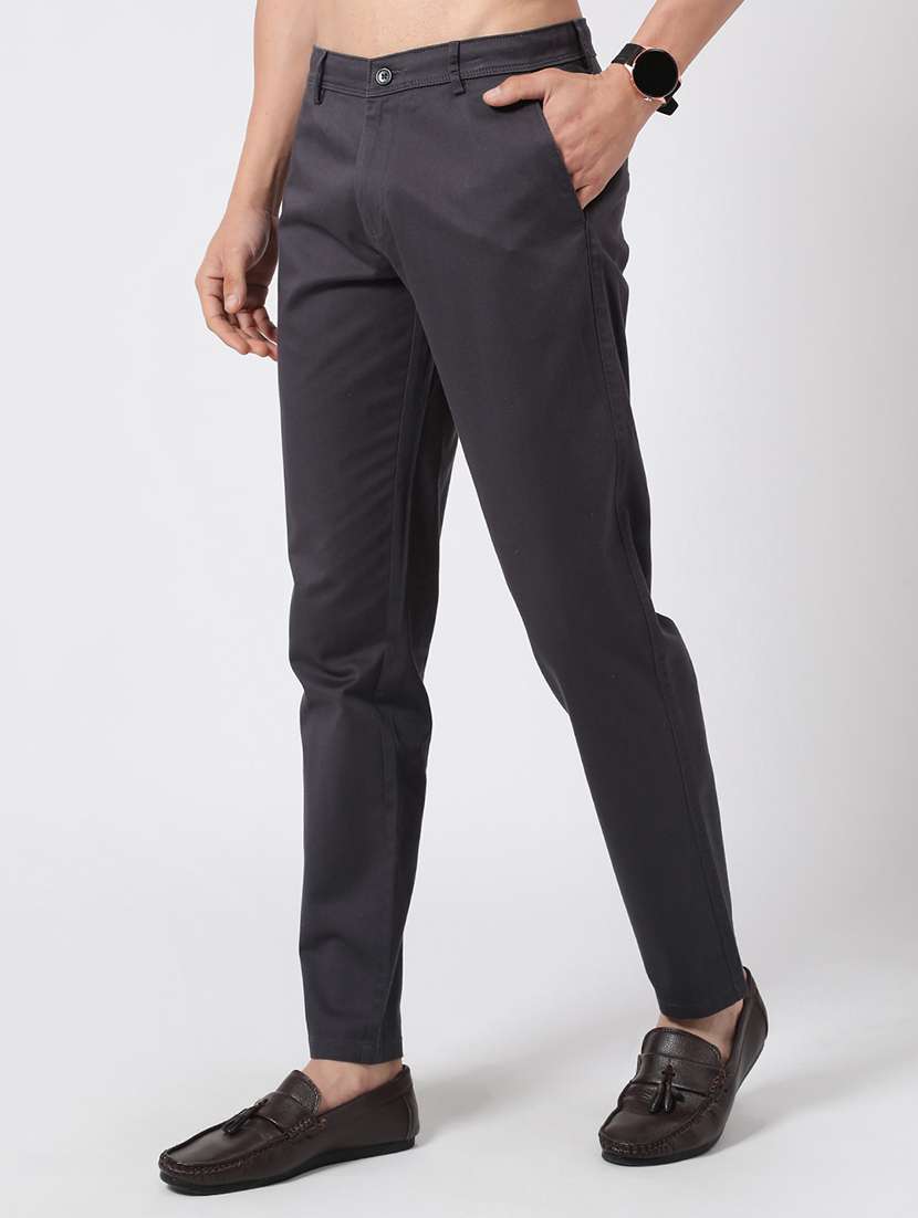 men grey cotton chinos casual trouser