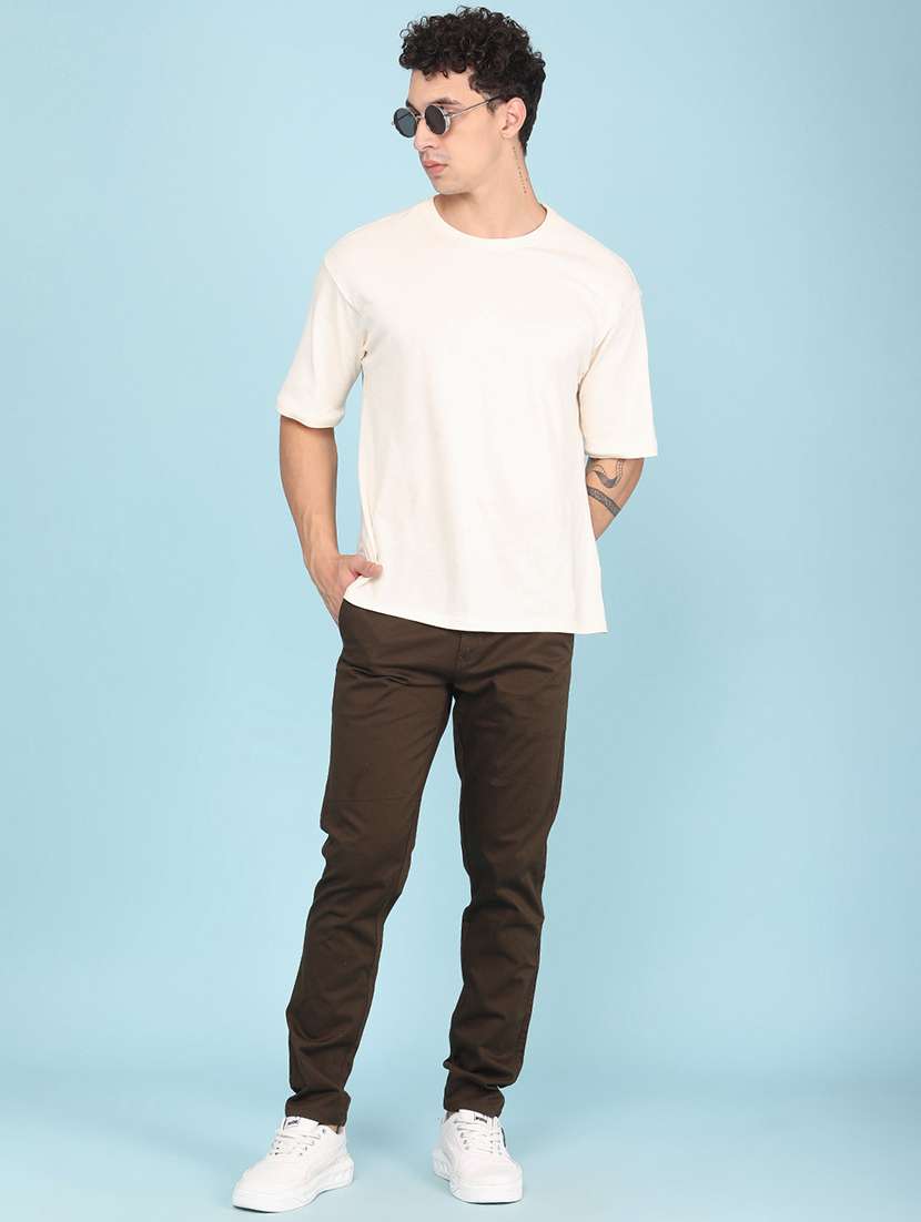 men solid mid rise chinos casual trouser - 22341863 -  Standard Image - 5