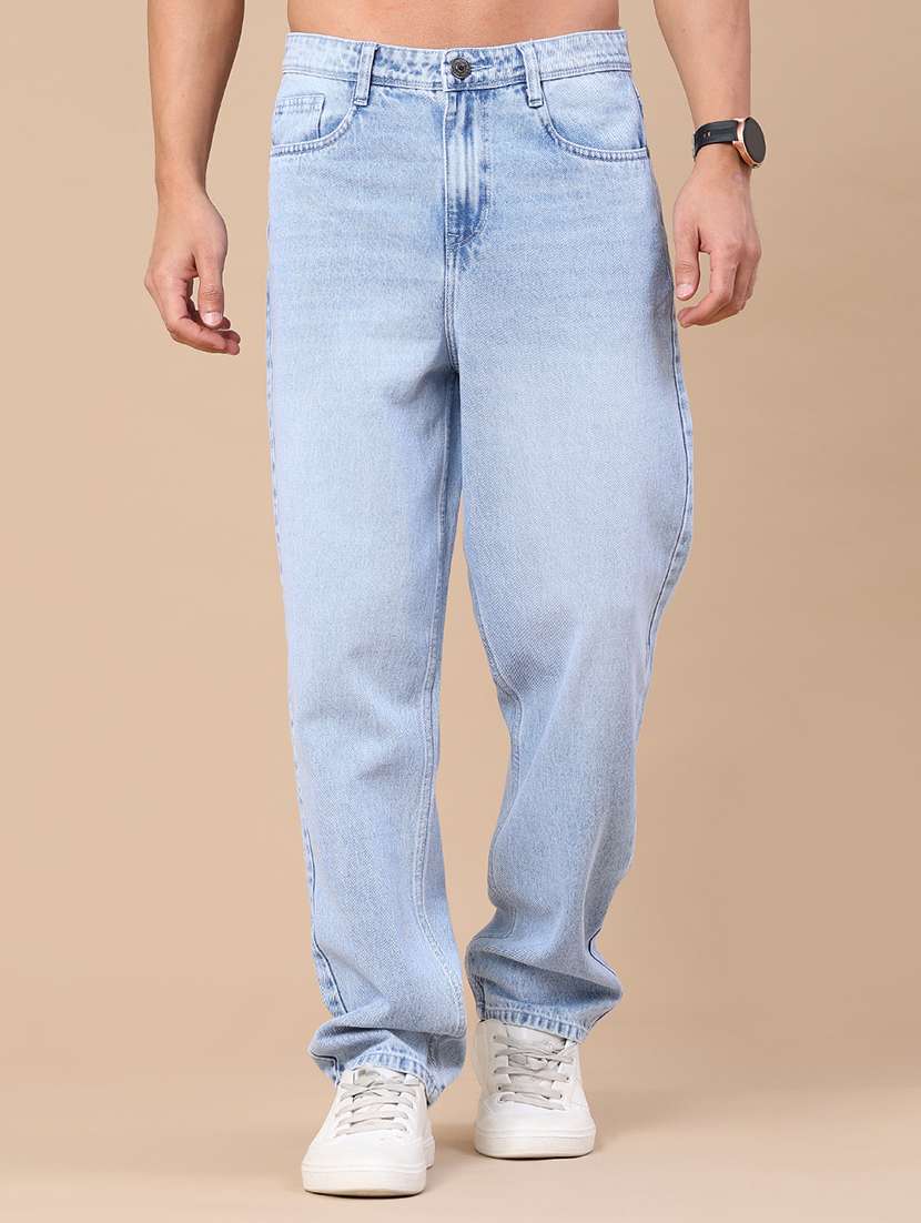 men washed mid rise full length relaxed fit jeans