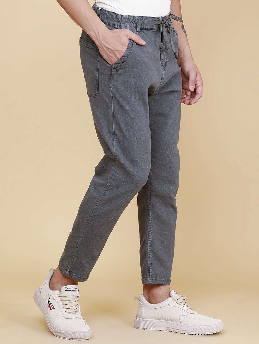men plain mid rise full length tapered jeans - 22341875 -  Standard Image - 3