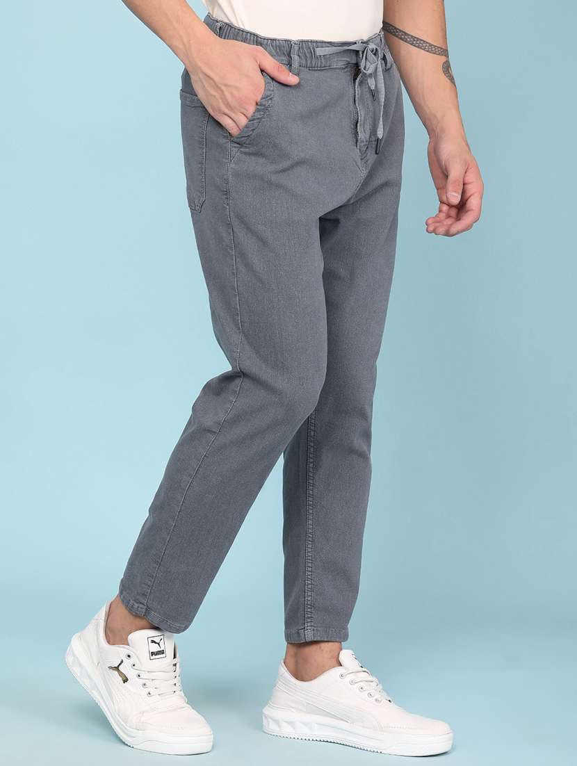 men plain mid rise full length tapered jeans - 22341876 -  Standard Image - 3
