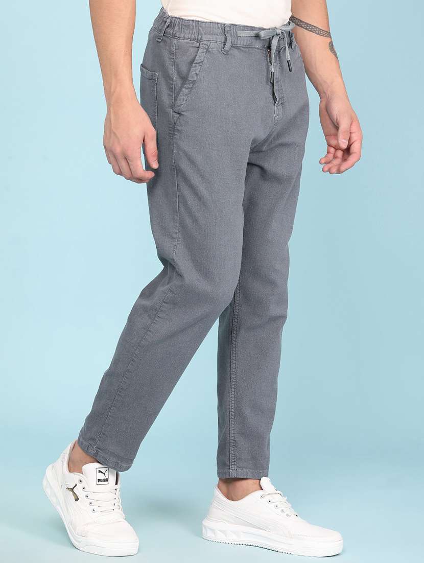 men plain mid rise full length tapered jeans - 22341878 -  Standard Image - 3