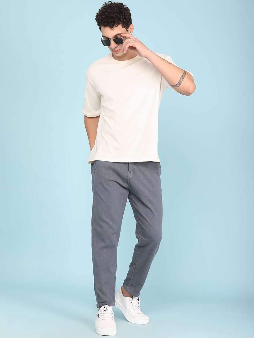 men plain mid rise full length tapered jeans - 22341878 -  Standard Image - 5