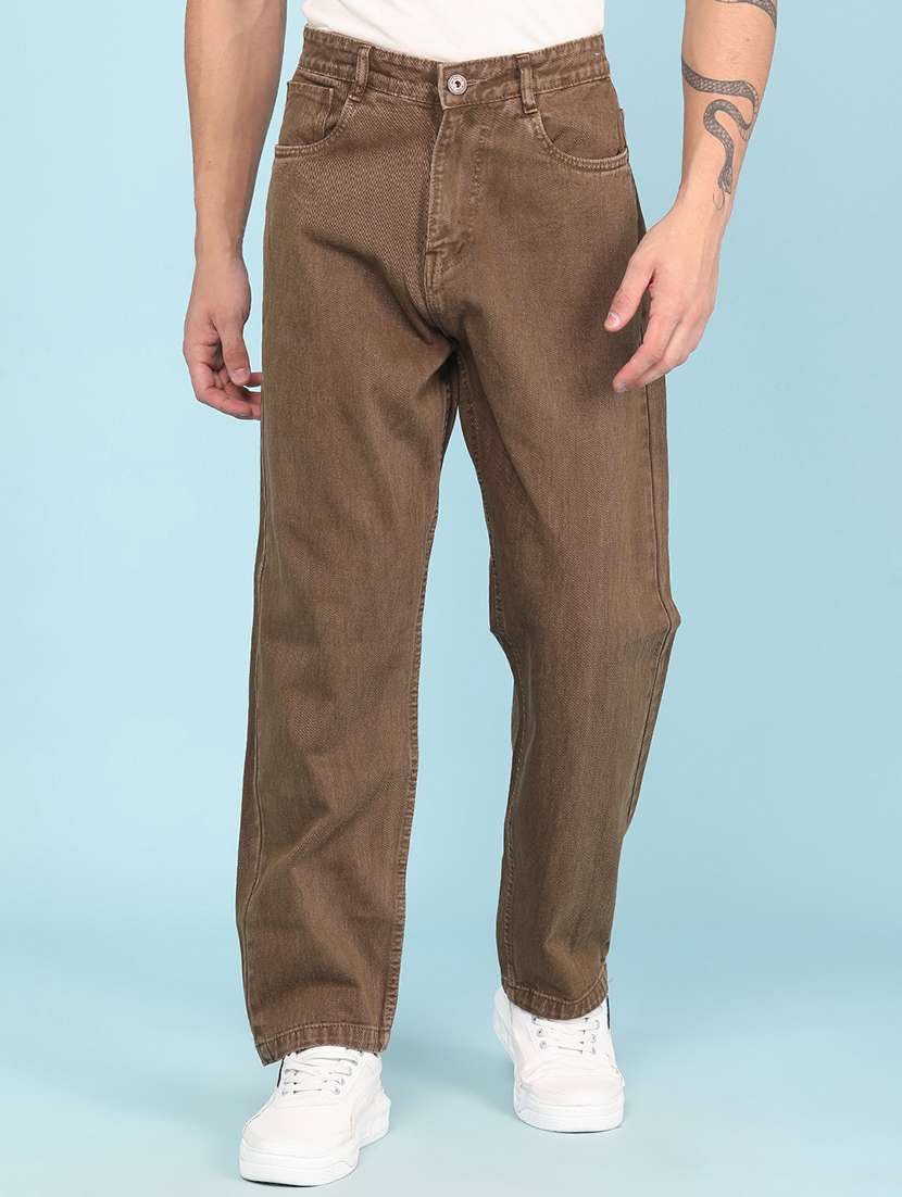 men plain mid rise full length relaxed fit jeans