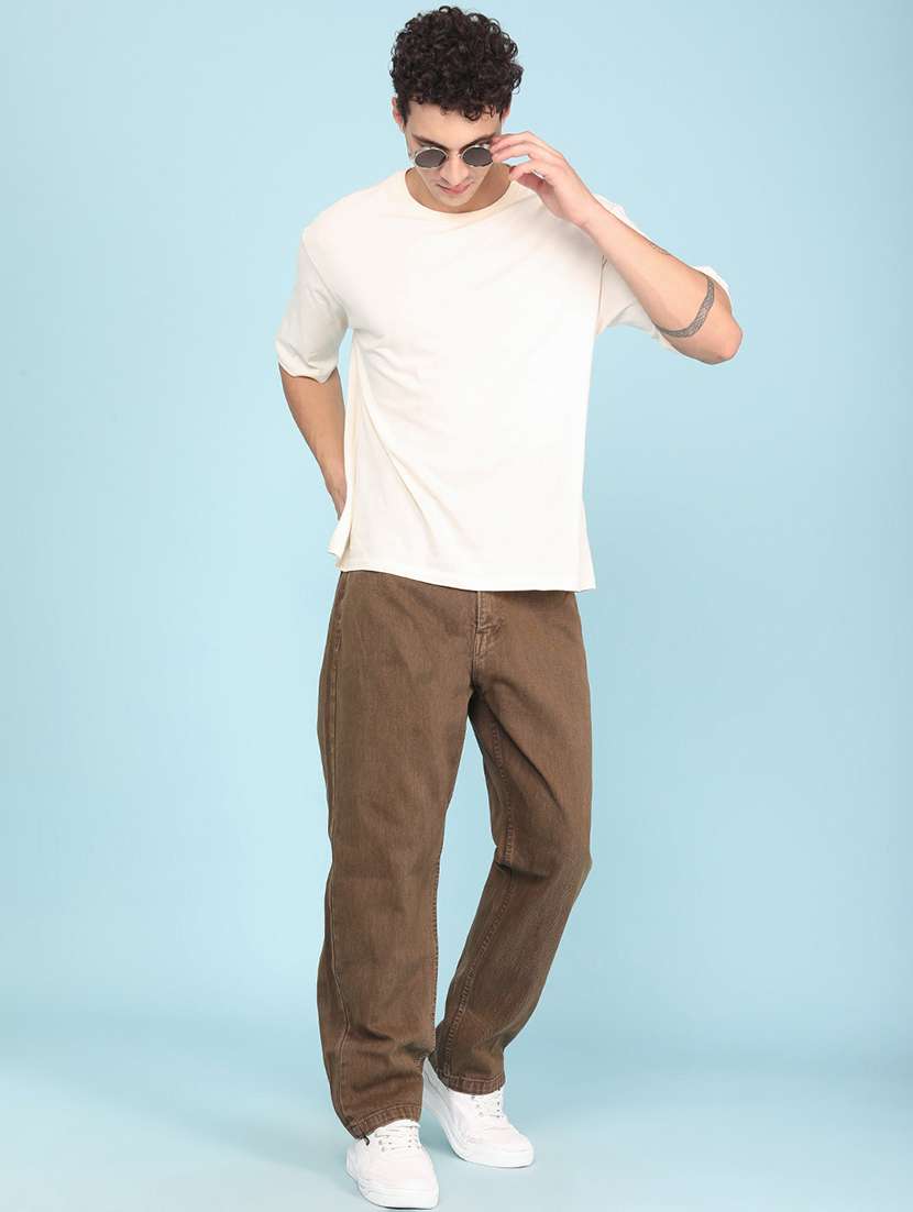 men plain mid rise full length relaxed fit jeans - 22341891 -  Standard Image - 5
